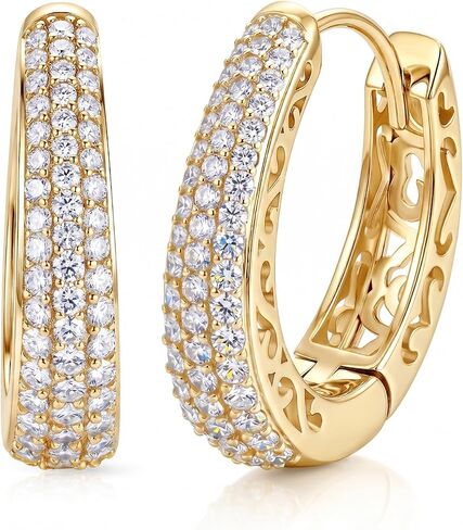 RINEY&KY Moissanite Earrings for Women 18K White Gold Plated Huggies Hoops 22MM U Shaped Silver S925 D VVS1 Certified Lab Created Diamond Comfortable Sparkling Jewelry Gift for Mother Wife 1.4CT in Saudi Arabia