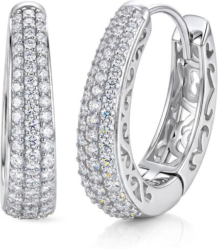 RINEY&KY Moissanite Earrings for Women 18K White Gold Plated Huggies Hoops 22MM U Shaped Silver S925 D VVS1 Certified Lab Created Diamond Comfortable Sparkling Jewelry Gift for Mother Wife 1.4CT in Saudi Arabia