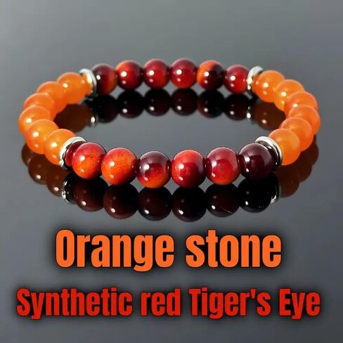 Tiger Eye Bracelet For Men, Attract And Protect Wealth Bracelet With Orange Stone Bohemian Statement Jewelry Gift in Saudi Arabia