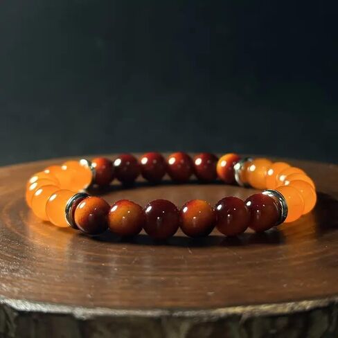 Tiger Eye Bracelet For Men, Attract And Protect Wealth Bracelet With Orange Stone Bohemian Statement Jewelry Gift in Saudi Arabia