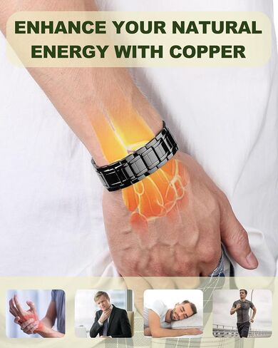 MagEnergy 2Pcs Copper Bracelet for Men, 3X Strength Magnetic Bracelet with 99.99% Pure Copper Ring & 3500 Gauss Magnets, Adjustable Length with Sizing Tool in Saudi Arabia