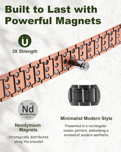 MagEnergy 2Pcs Copper Bracelet for Men, 3X Strength Magnetic Bracelet with 99.99% Pure Copper Ring & 3500 Gauss Magnets, Adjustable Length with Sizing Tool in Saudi Arabia