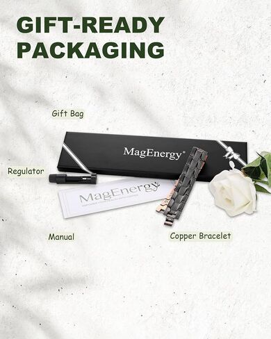 MagEnergy 2Pcs Copper Bracelet for Men, 3X Strength Magnetic Bracelet with 99.99% Pure Copper Ring & 3500 Gauss Magnets, Adjustable Length with Sizing Tool in Saudi Arabia