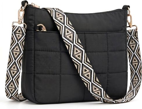 LOTAZAVA Quilted Crossbody Bag for Women, Lightweight Roomy Puffer Purse with Wide Strap Secure Closure,Fits iPad Travel Bag in Saudi Arabia