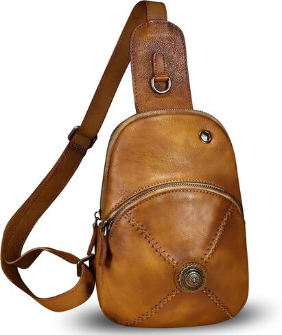 Genuine Leather Small Sling Bag for Women Crossbody Purse Handmade Hiking Daypack Retro Shoulder Backpack Vintage Chest Bags in Kuwait
