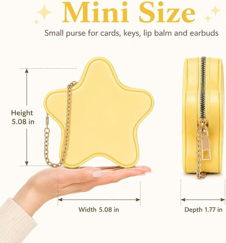 Star Purse Crossbody Bag Women: Yellow Star Shaped Mini Shoulder Handbag Pouch with Chain Strap PVC Female Messenger For Casual Party Costume Outfits Cards Keys Lipstick in Kuwait