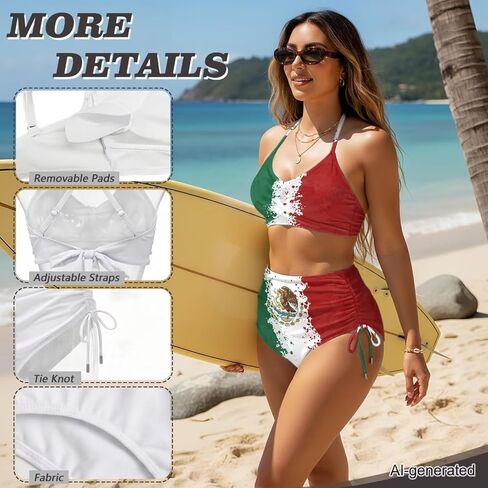 Womens 2 Piece Swimsuit Bathing Suit Cross Straps Top High Waisted Tommy Control Bottom Bikini Set for Board Surf in Kuwait