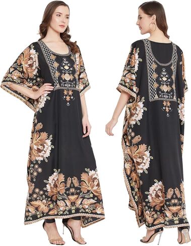 Oussum Women Kaftan Plus Size Polyester Summer Caftan Cover Ups Maxi House Dress in Kuwait