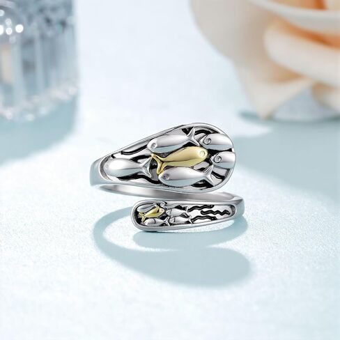 Swim Against the Current Ring 925 Sterling Silver Inspirational Ring for Women Inspirational Gifts for Women in Kuwait