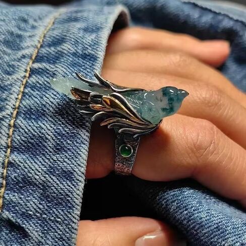 Retro Bird Open Ring for Women, Artistic Boho Vintage Adjustable Statement Rings Handmade Style Animal Jewelry Gift for Her in Saudi Arabia