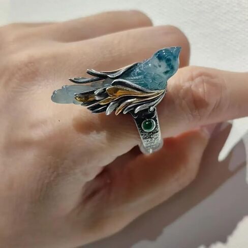 Retro Bird Open Ring for Women, Artistic Boho Vintage Adjustable Statement Rings Handmade Style Animal Jewelry Gift for Her in Saudi Arabia