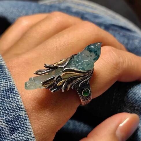 Retro Bird Open Ring for Women, Artistic Boho Vintage Adjustable Statement Rings Handmade Style Animal Jewelry Gift for Her in Saudi Arabia