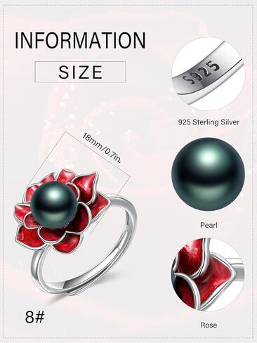 Black Pearl Ring for Women 925 Sterling Silver Tahitian Pearl Flower Adjustable Ring Freshwater Cultured Jewelry Gifts for Women in Saudi Arabia