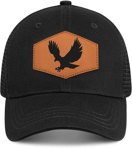 Eagle Baseball Cap for Eagle Lovers,Leather Trucker Hat Snapback Hat for Men Women Brown in Saudi Arabia