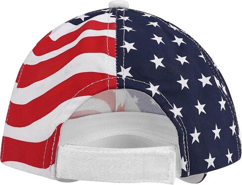 American Flag Hat Patriotic 4th of July Baseball Cap, White & Navy Blue Stars with Wavy Stripes, Red White Blue, One Size in Saudi Arabia