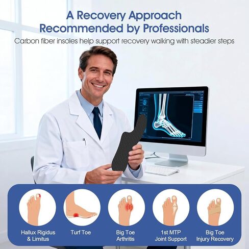 1 Pair Morton's Extension Orthotic – 1.5mm Carbon Fiber Insoles for Hallux Rigidus/Limitus, Turf Toe, Morton's Toe – Post-Op Shoe Alternative(US M 6-6.5 / W 7-7.5 - 235 mm) in Saudi Arabia