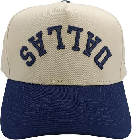 Baseball Cap, Upside Down Dallas Design, Navy and Khaki with Texas State Logo in Saudi Arabia
