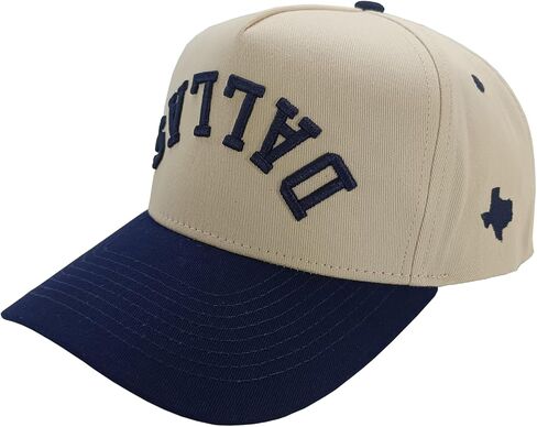 Baseball Cap, Upside Down Dallas Design, Navy and Khaki with Texas State Logo in Saudi Arabia