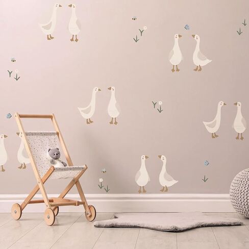 Boho Fabric Geese Wall Sticker, Peel and Stick Watercolor Cute Duck Animals Decals for Nursery Kids Bedroom Baby Room Home Decor in Saudi Arabia