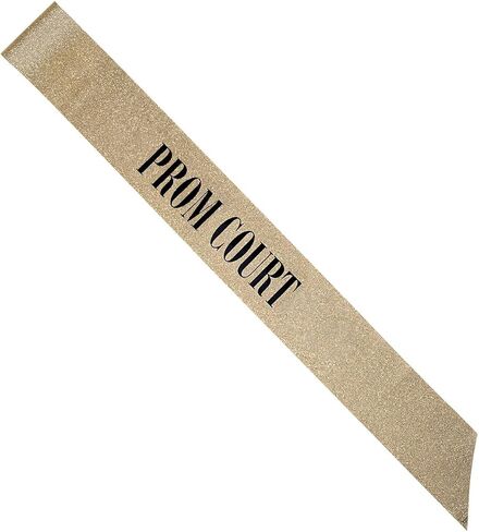 Prom Court Black Satin Sash with Gold Foil, 3.75" x 62" Prom Royalty Sash for Prince Princess Coronation, Prom Night Accessories for High School Court & Formal Events in Kuwait