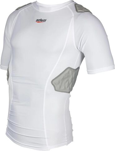 Schutt ProTech Varsity All-in-One Football Padded Compression Shirt with Integrated Pads (US, Alpha, Medium, Regular, Regular, White) in Kuwait
