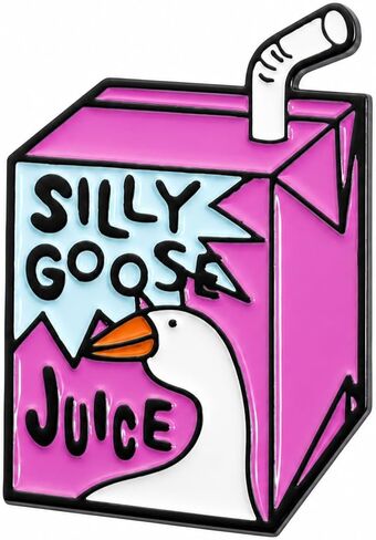 Funny Silly Goose Juice Enamel Pin - Humorous Purple Juice Box Pins Brooch for Backpacks, Jackets, Hats. Animal Duck Juice Button Brooches Gift for Friends and Family in Saudi Arabia