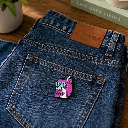 Funny Silly Goose Juice Enamel Pin - Humorous Purple Juice Box Pins Brooch for Backpacks, Jackets, Hats. Animal Duck Juice Button Brooches Gift for Friends and Family in Saudi Arabia