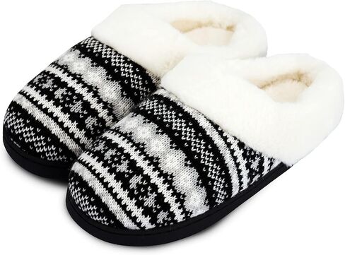 AONEGOLD Women's Memory Foam Slippers Warm Plush Lined House Slippers Cozy Knit Bedroom Slippers Anti-Skid Sole for Indoor Outdoor in Saudi Arabia