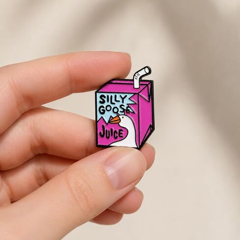 Funny Silly Goose Juice Enamel Pin - Humorous Purple Juice Box Pins Brooch for Backpacks, Jackets, Hats. Animal Duck Juice Button Brooches Gift for Friends and Family in Saudi Arabia
