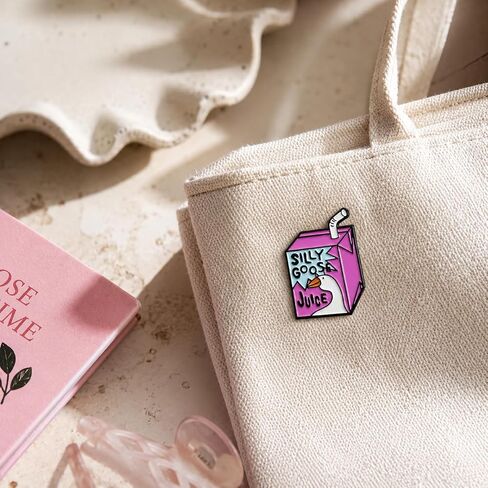 Funny Silly Goose Juice Enamel Pin - Humorous Purple Juice Box Pins Brooch for Backpacks, Jackets, Hats. Animal Duck Juice Button Brooches Gift for Friends and Family in Saudi Arabia