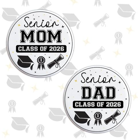 Senior 2026 Pin Button Badge Black White Senior Mom Dad 2026 Graduation Decorations Gift for Dads Moms of Graduates Class of 2026 Congratulation High School Graduation Ceremony Supplies Favors in Saudi Arabia
