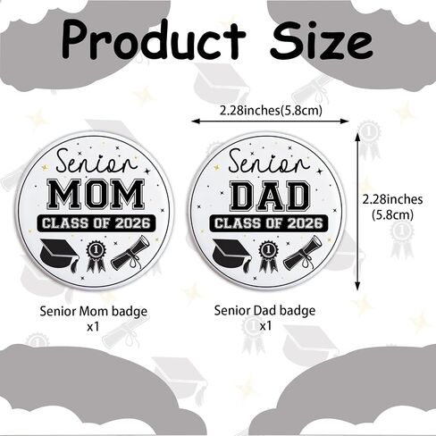 Senior 2026 Pin Button Badge Black White Senior Mom Dad 2026 Graduation Decorations Gift for Dads Moms of Graduates Class of 2026 Congratulation High School Graduation Ceremony Supplies Favors in Saudi Arabia