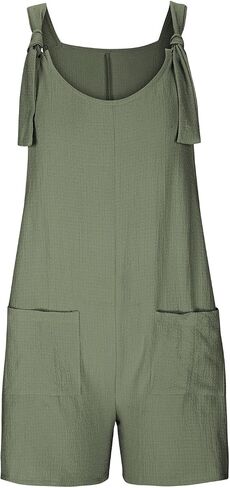 Womens Rompers For Summer Tie Knot Strap Short Romper Jumpsuit Boho Wide Leg Jumper Casual Loose Fit Overalls in Saudi Arabia