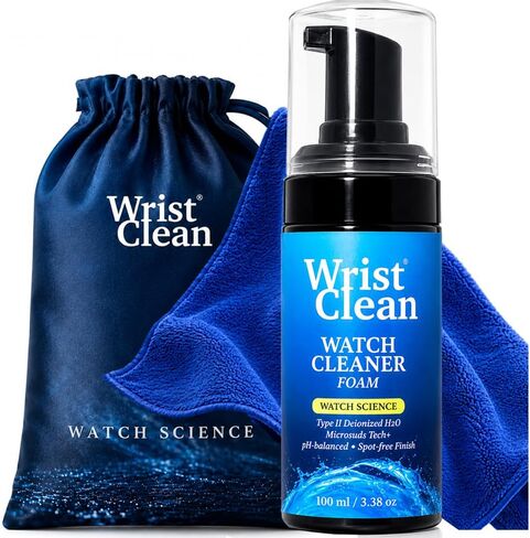 Basic Watch Cleaning Kit | Science Formulation for Safe & Gentle Cleaning | (1x) Watch Cleaner Foam 100ML, (1x) Drying Towel 11.5" x 11.5", (1x) Microfiber Pouch | USA Made (3 piece Set) | Rejuvenates Your Watch and Maintains Your Investment in Saudi Arabia