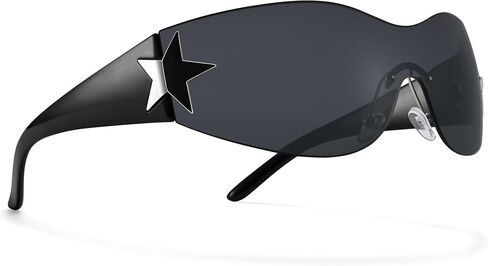 Y2k Sunglasses for Women Men - 2000s Star Rave Sun Glasses Fashion Futuristic Shades in Saudi Arabia
