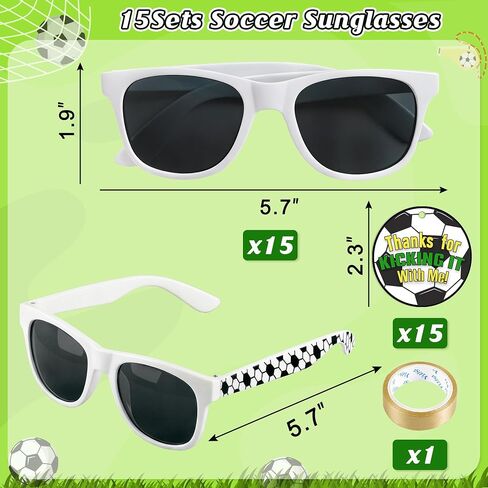 15Pack Soccer Sunglasses Bulk Football Party Favors Sports Glasses for Team Gifts Birthday Goodie Bag Rewards Game Day Events in Saudi Arabia