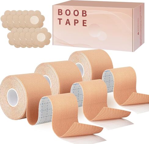 3 Pcs Boob Tape for Breast Lift - BoobTape with 10 Pcs Pastie,Body Tape for Women Invisible Breast Bra Tape in Saudi Arabia