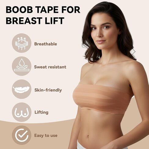 3 Pcs Boob Tape for Breast Lift - BoobTape with 10 Pcs Pastie,Body Tape for Women Invisible Breast Bra Tape in Saudi Arabia