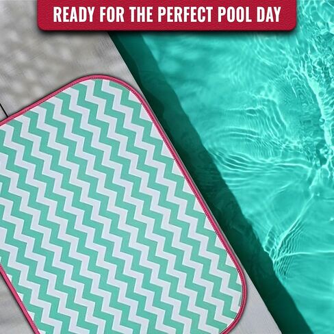Swimsuit Saver Roll‑Up Neoprene Mat – 22″ × 15.55″ Double‑Sided Pool & Beach Seat Pad, Lightweight, Machine‑Washable, “Chevron and Circles" Design in Kuwait