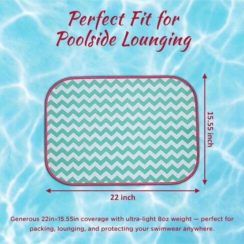 Swimsuit Saver Roll‑Up Neoprene Mat – 22″ × 15.55″ Double‑Sided Pool & Beach Seat Pad, Lightweight, Machine‑Washable, “Chevron and Circles" Design in Kuwait