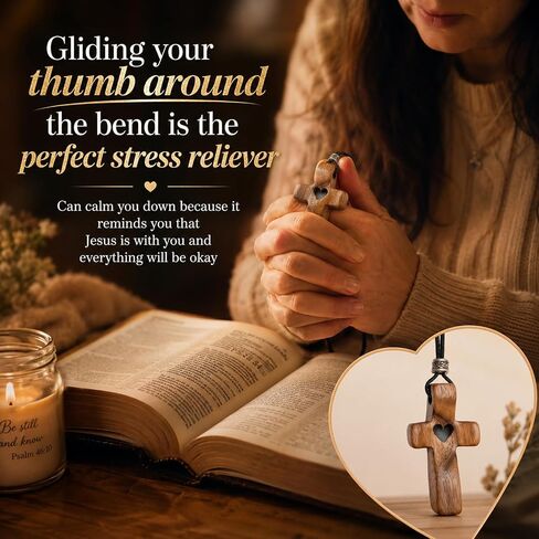 3 Pcs Walnut Cross Keychain,Christian Pocket Cross Keychains with Heart, Stress Relief Cross Key Chain, Religious Gifts for Christmas Easter Birthday Bible Study Daily Carry in Saudi Arabia
