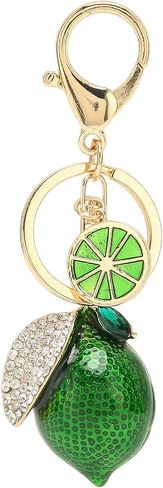 Metal Cute Lemon Keychain, Quick Liberate Fruit Key Chains with Rhinestone, Multifunctional Little Lemon Keyring for Keys, Wallet, Backpack, Green in Saudi Arabia