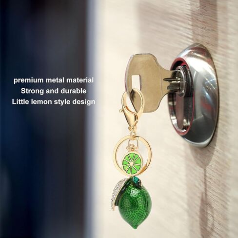 Metal Cute Lemon Keychain, Quick Liberate Fruit Key Chains with Rhinestone, Multifunctional Little Lemon Keyring for Keys, Wallet, Backpack, Green in Saudi Arabia