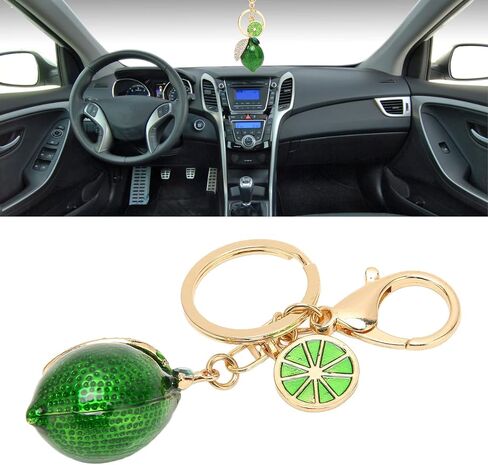 Metal Cute Lemon Keychain, Quick Liberate Fruit Key Chains with Rhinestone, Multifunctional Little Lemon Keyring for Keys, Wallet, Backpack, Green in Saudi Arabia