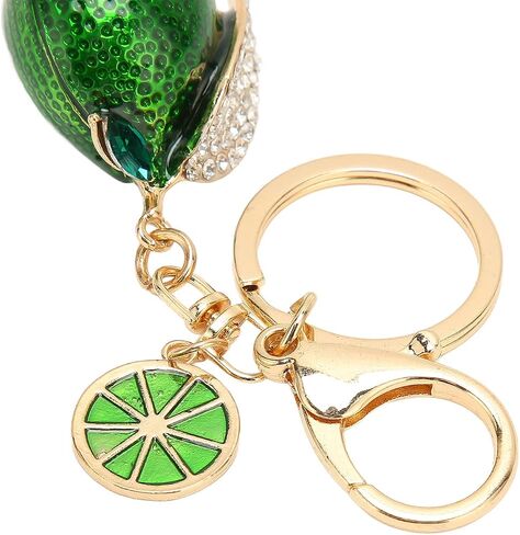 Metal Cute Lemon Keychain, Quick Liberate Fruit Key Chains with Rhinestone, Multifunctional Little Lemon Keyring for Keys, Wallet, Backpack, Green in Saudi Arabia