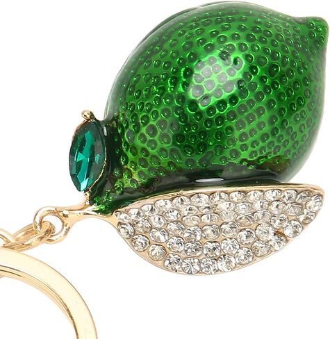 Metal Cute Lemon Keychain, Quick Liberate Fruit Key Chains with Rhinestone, Multifunctional Little Lemon Keyring for Keys, Wallet, Backpack, Green in Saudi Arabia