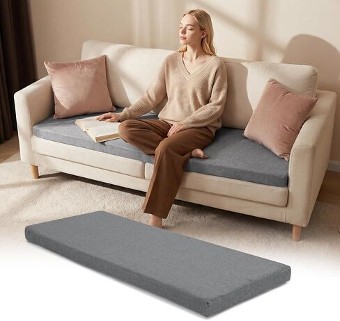 BALAPET 3 Inch Memory Foam Sofa Topper Pad for Couch, Thick Couch Cushion Cover with Non-Slip Bottom, Washable Topper Pad for Firm or Sagging Sofa, Soft Supportive(27.5inx71inx3in) in Kuwait