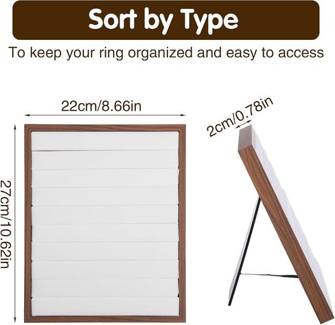 2 Pcs Ring Display Stand with 50 Slots, L-Shaped Velvet Jewelry Tray Organizer Board for Vendors, Boutique, Wedding, Home Storage (Wood & Velvet) in Saudi Arabia