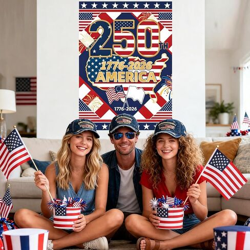4th of July Hat, 250th Anniversary USA Adjustable America Anniversary Embroidered Patriotic Hat, Patriots & Veterans Retro Embroidered Baseball Cap Grey in Saudi Arabia