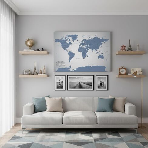 Push Pin Travel Maps Blue Ice World Canvas – Personalized Travel Map with Pins, Decorative Wall Art – Gallery Wrap – 30" x 45" in Saudi Arabia